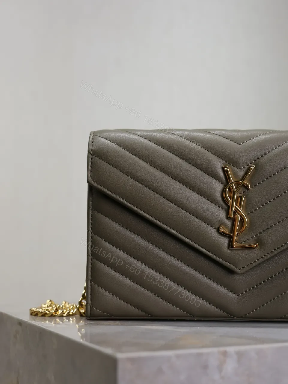 View 9 of Quilted Leather Wallet with YSL Hardware – Slim Luxury