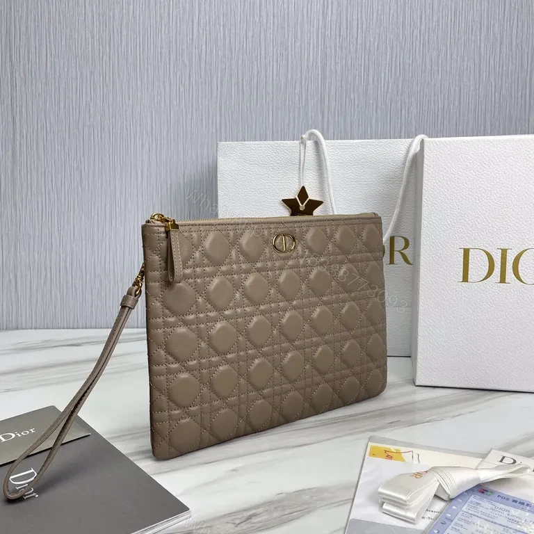 View 9 of Taupe Quilted Wallet-On-Chain: Leather, Dior Gold Emblem, Versatile Luxury