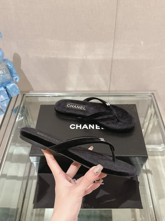 View 9 of Chic Velvet Slip-On Sandals with Luxe Chanel-Inspired Flair