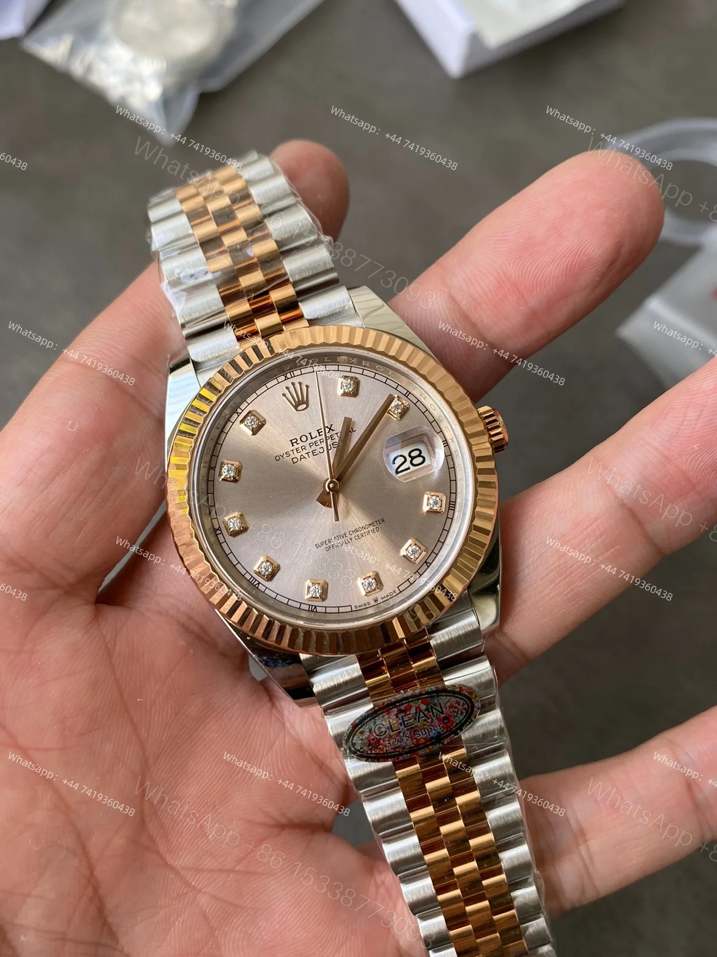 View 3 of Rolex Datejust M126331-0008 1:1 Replica Rose Gold Diamond Dial Jubilee 41MM 3235 Movement Super Clone Watch
