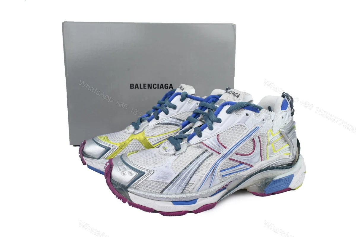 View 4 of Balenciaga Runner Sneaker 'White Purple Blue' 772767 W3RMU 9547
