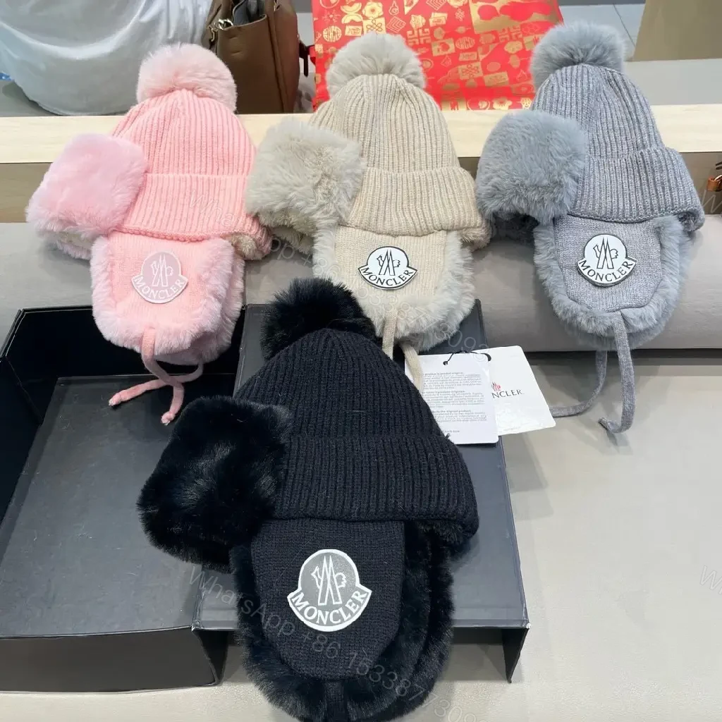 View 6 of Pink Knit Hat with Fuzzy Ear Flaps — Plush Warmth, Luxe Style