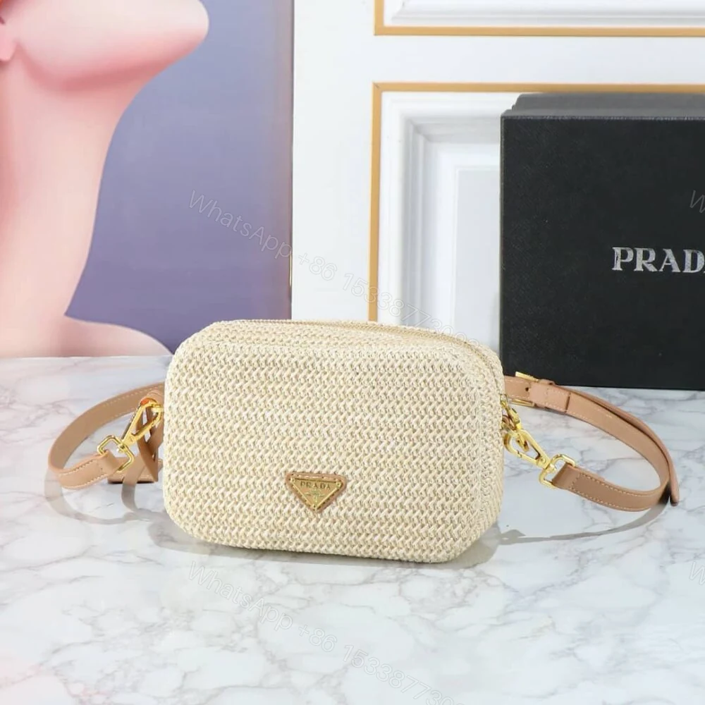 View 4 of Prada Raffia Crochet Shoulder Bag Natural 20Cm 1BH196 2A2T F0018 V OUO