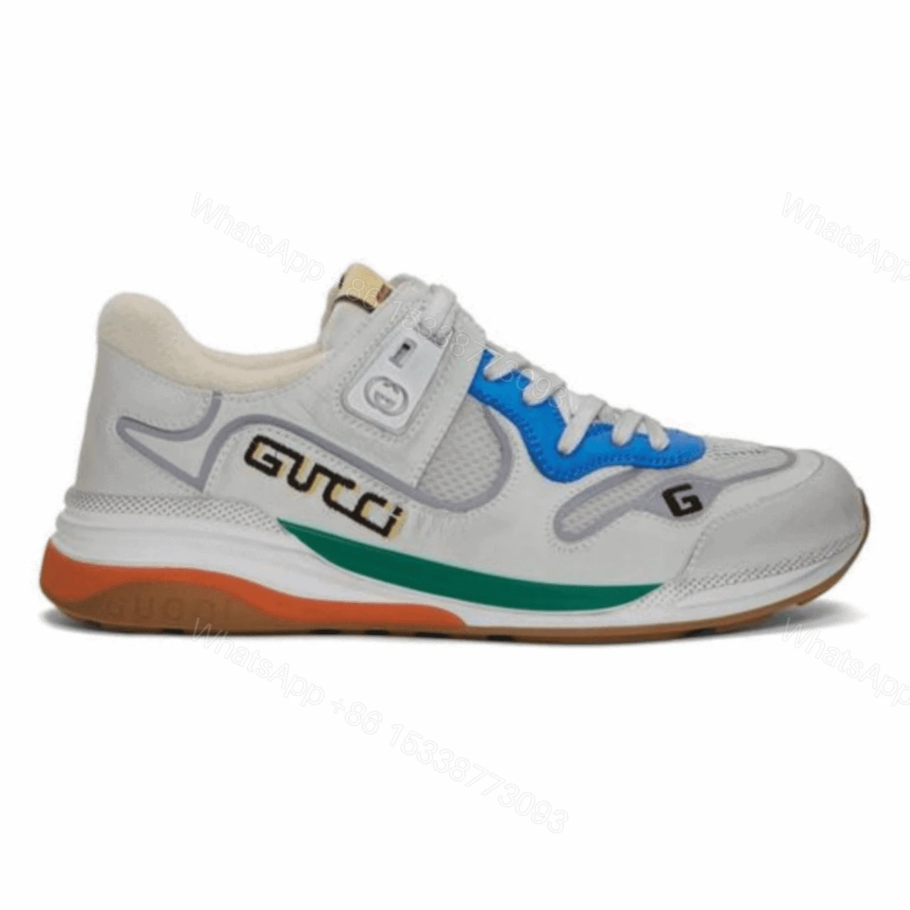 GUCCI G LINE SNEAKERS IN LEATHER AND MESH WITH EMBROIDERED LOGO – GC117 — view 1