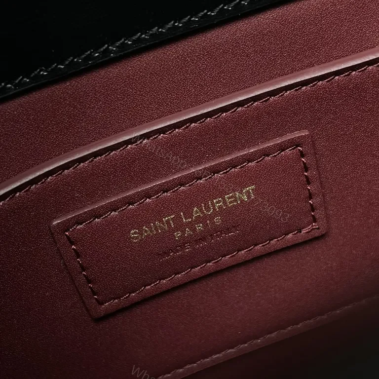 View 8 of Chic Black Leather Crossbody with YSL Logo Hardware