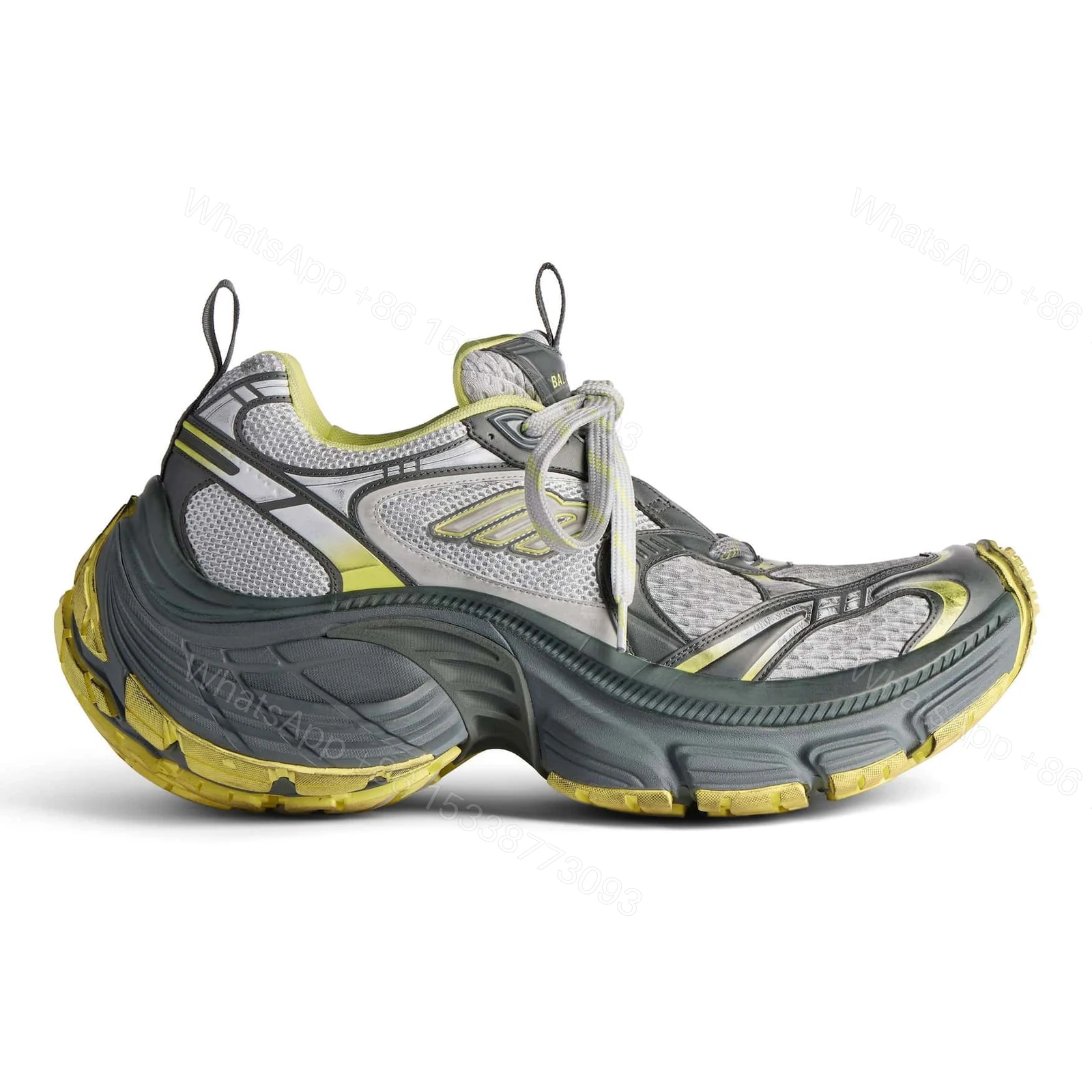 BALENCIAGA MEN’S 10XL SNEAKER IN GREY/YELLOW – BB272 — view 1