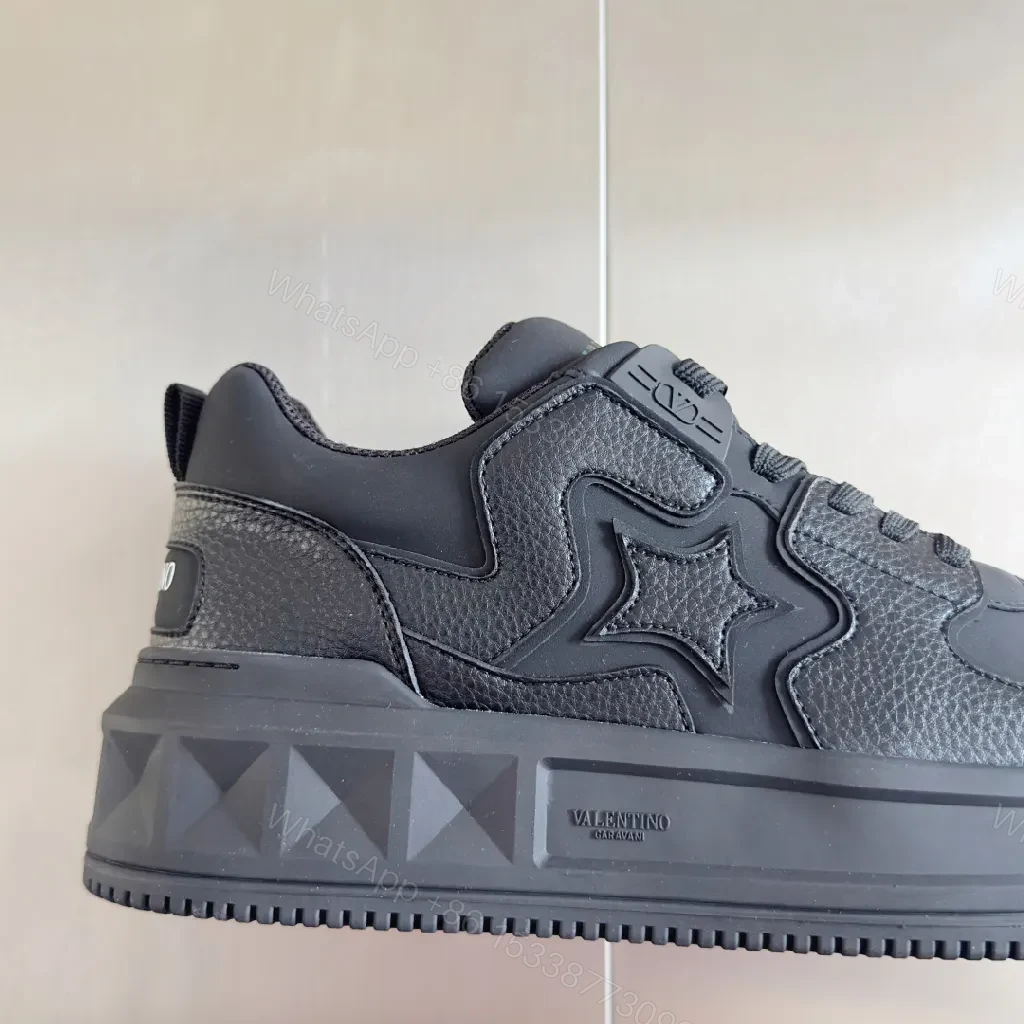 View 2 of All-Black Leather Sculpted Sneakers with Cushioned Comfort