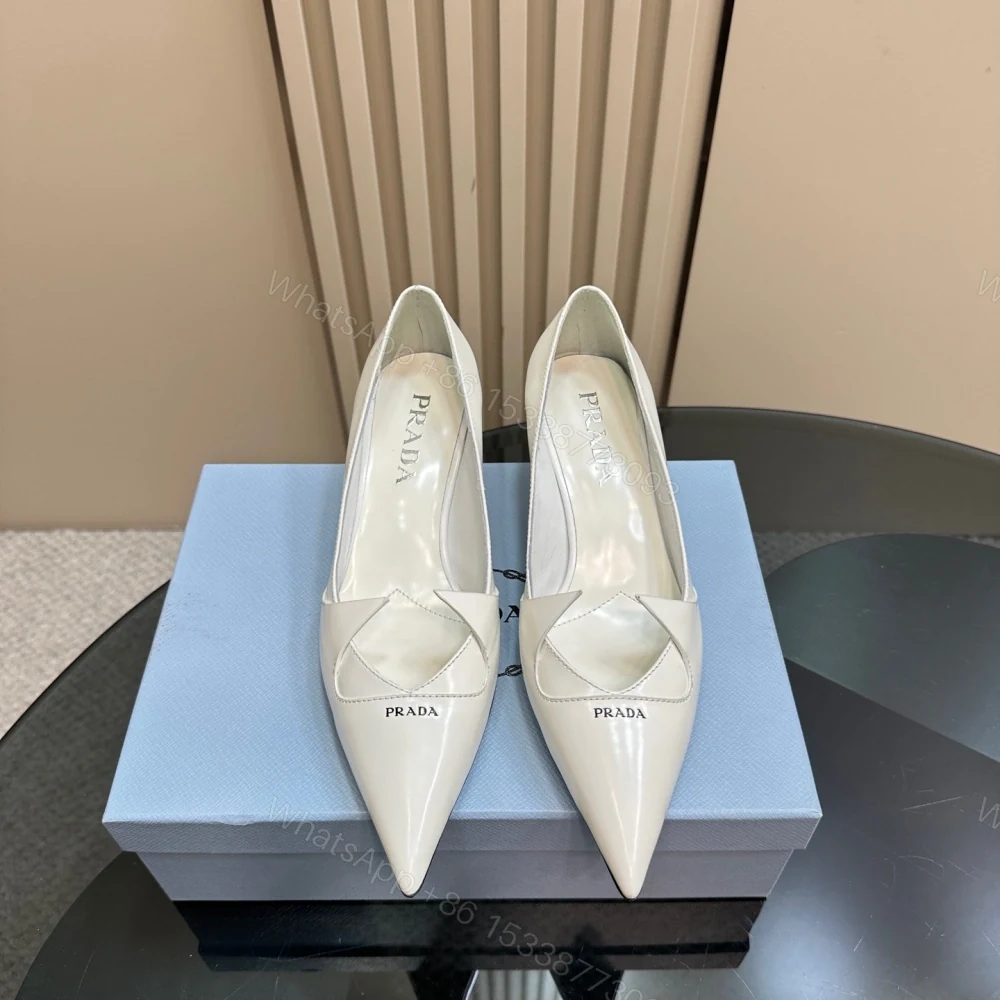 高仿Prada*1I976M尖頭走秀款高踭鞋5.5CM白色免檢版 — view 1