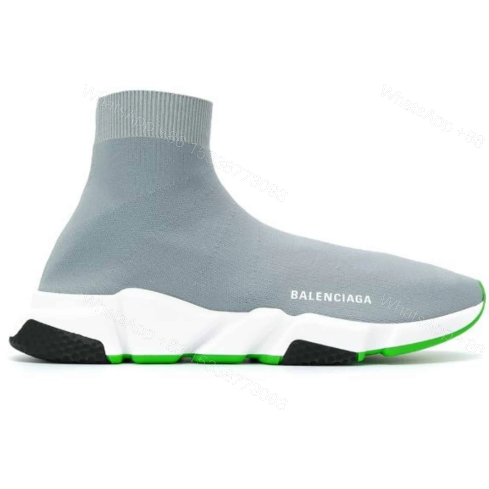 BALENCIAGA SPEED TRAINER METALLIC SILVER NEON – BB19 — view 1