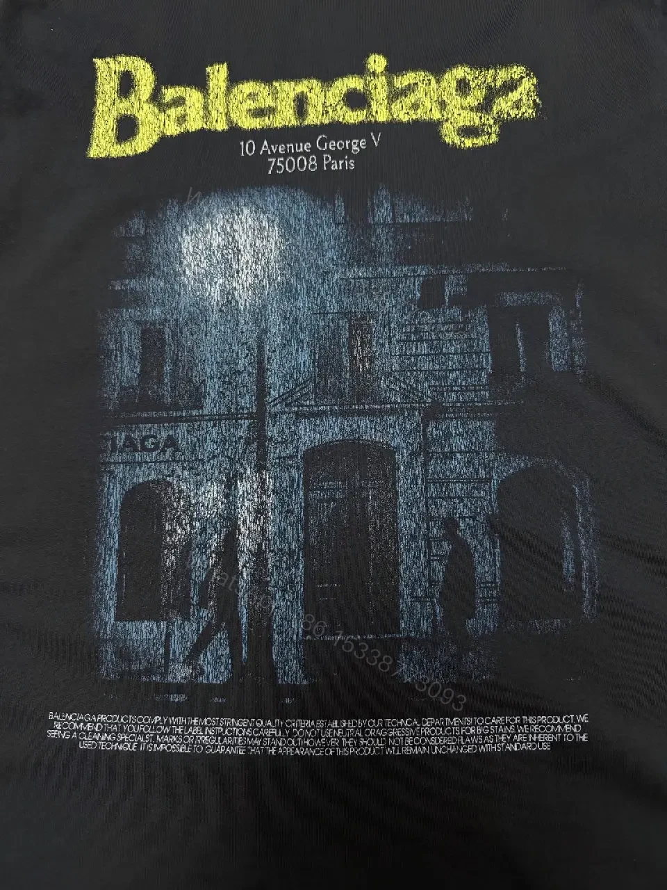 View 11 of Dark Gray Oversized Tee Neon Logo Balenciaga, Crew Neck, Short Sleeve