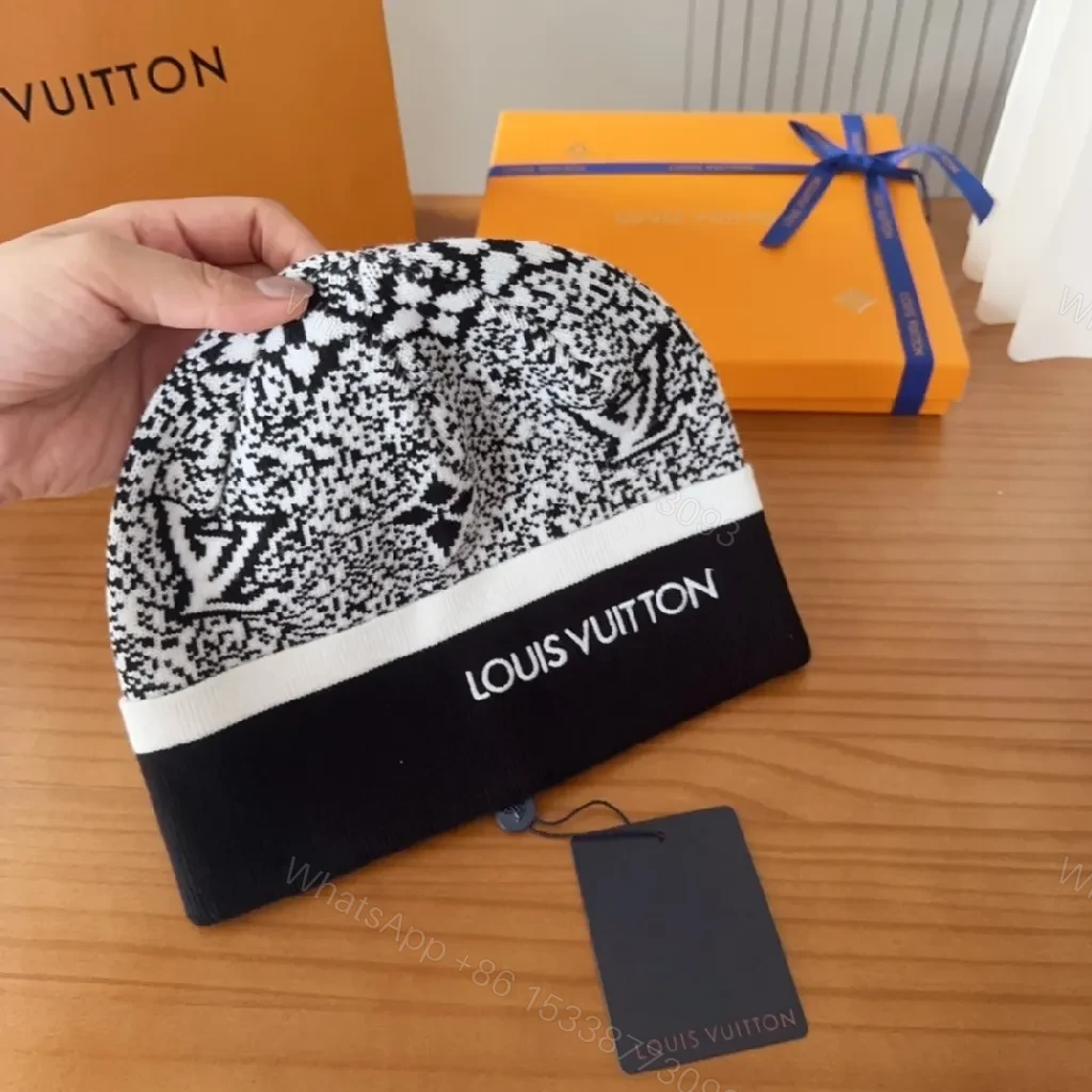 View 7 of Bold Knit Beanie: Black & White Jacquard, Everyday Luxury