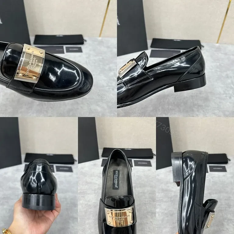 View 6 of Polished Leather Loafers with Metallic Accent â€” Bold Comfort Shoes