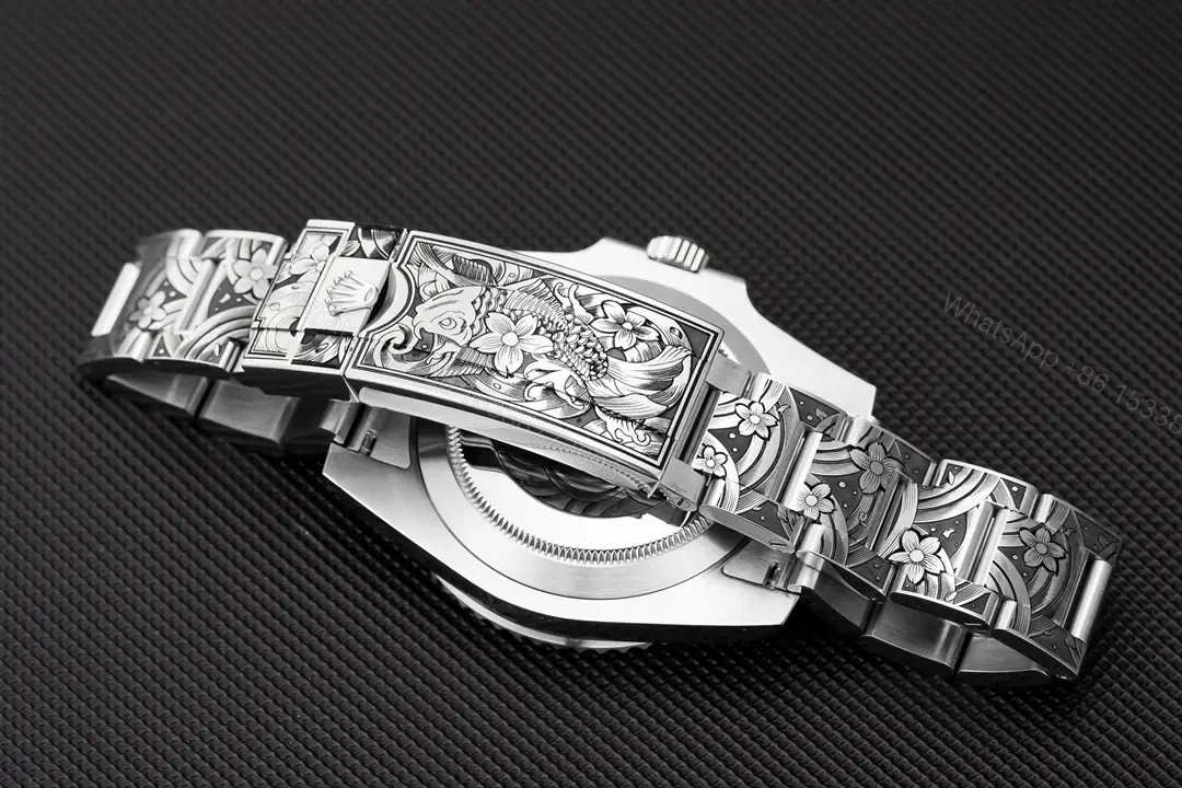 View 5 of Super Clone Rolex Submariner Green Dial Engraved Oyster Bracelet Premium 40MM ROL-SUB-GRN-ENG-OYS-40-RG