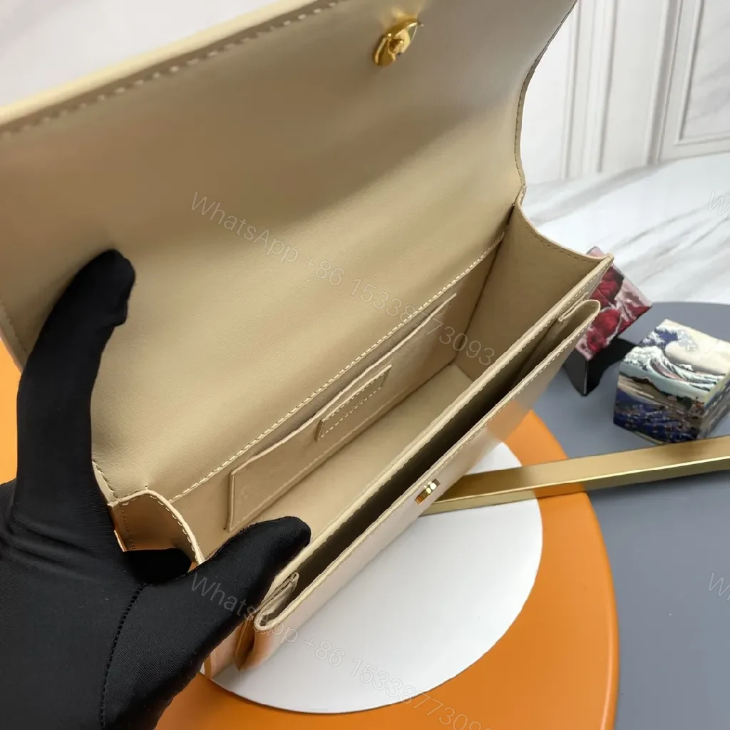 View 7 of Beige Leather Crossbody: Minimalist Luxury with Gold Hardware