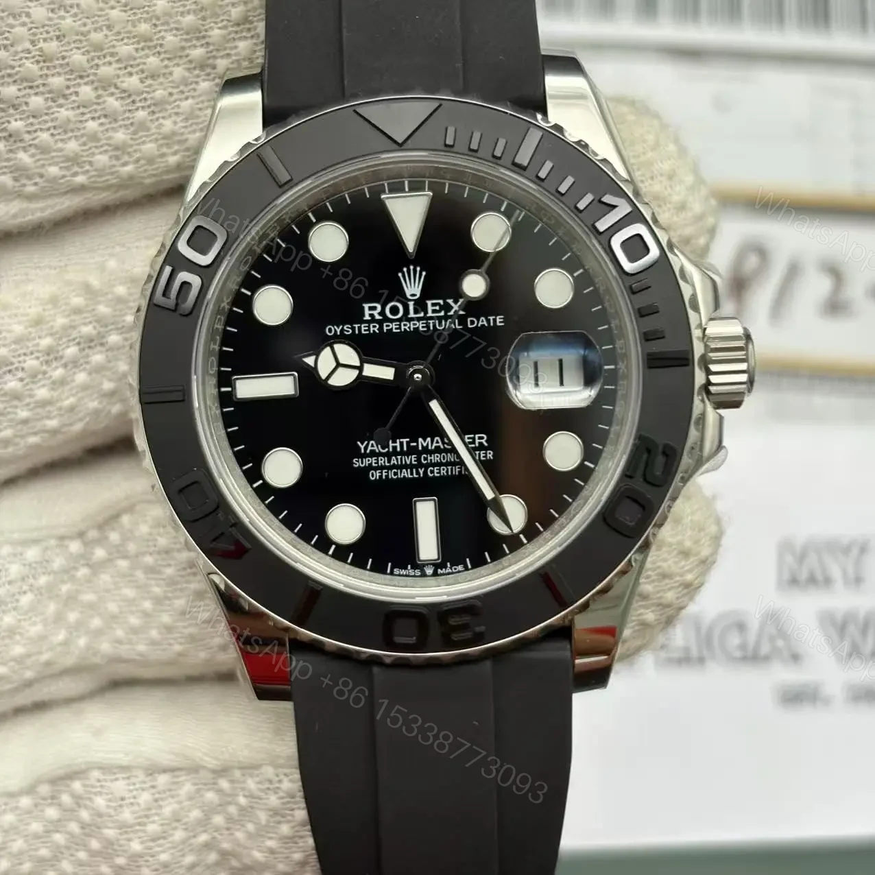 View 8 of Replica Rolex YACHT-MASTER 42 White gold 2022