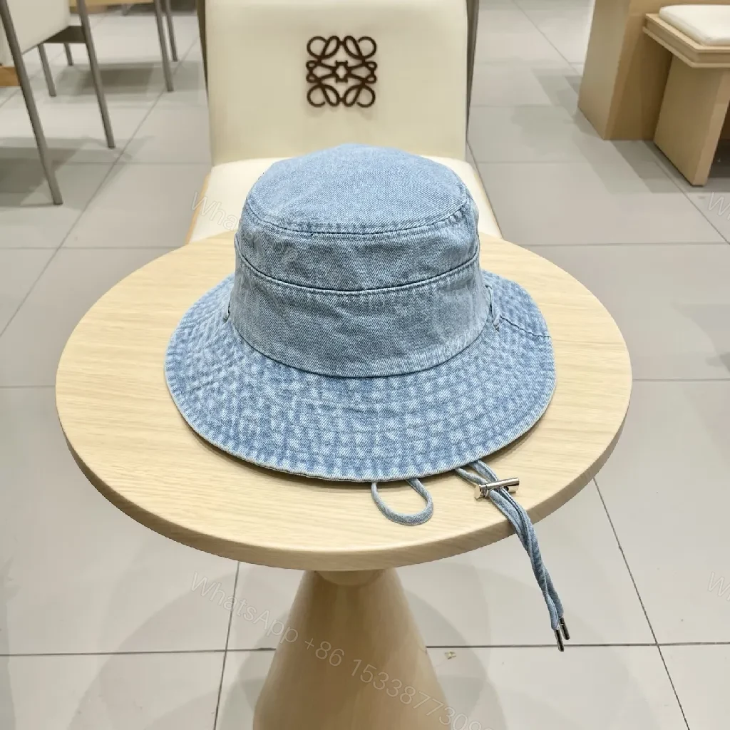 View 6 of Denim Bucket Hat + Gold Emblem + Casual Luxe + Iconic Accent + Hat