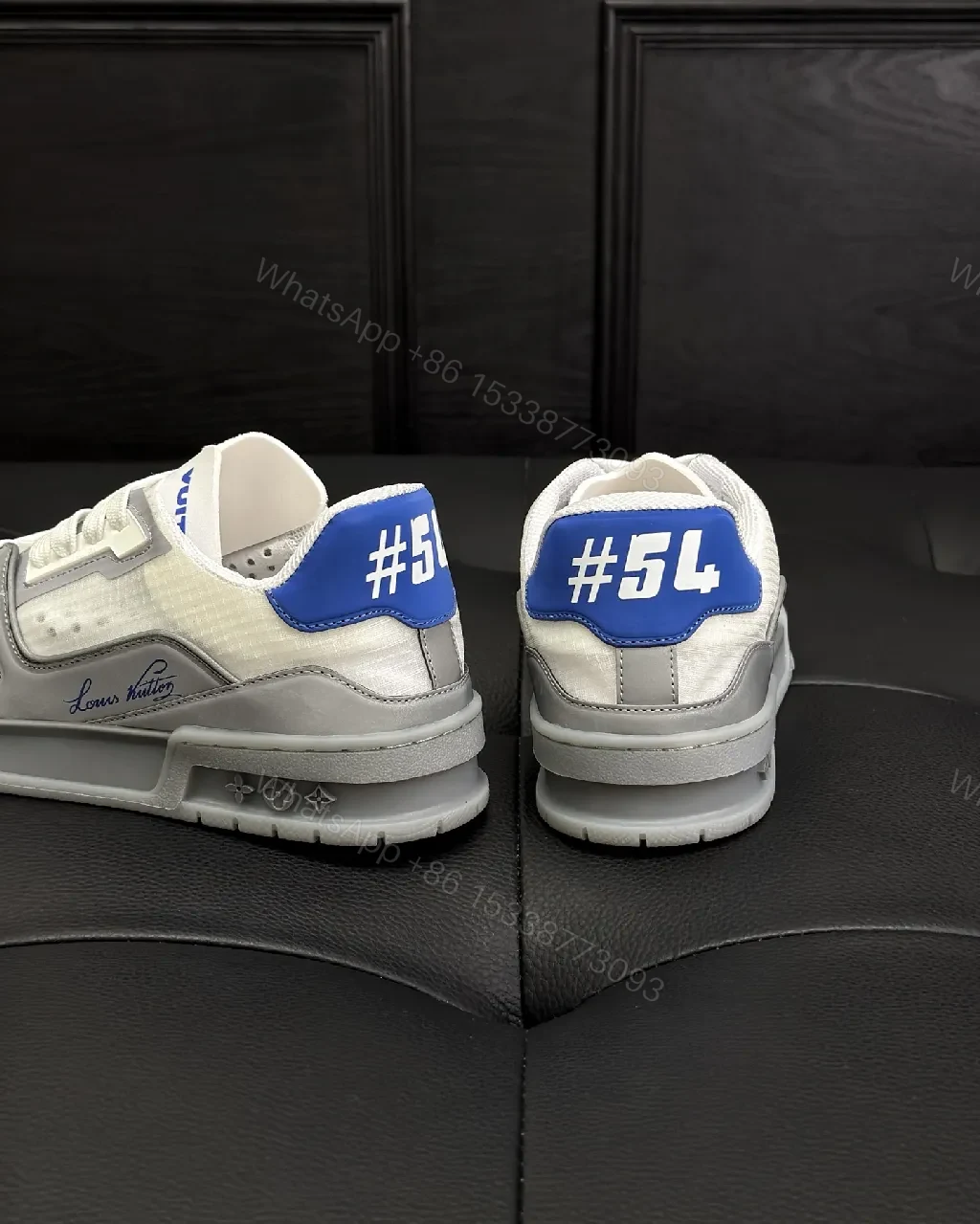 View 6 of White & Periwinkle Leather-Top Sneaker: Modern Comfort Style