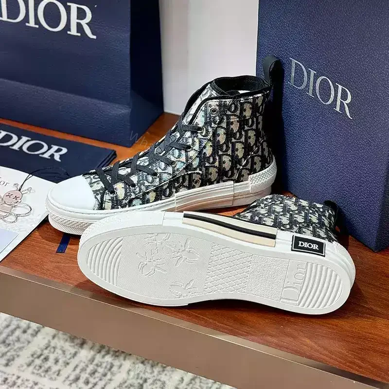 View 4 of DIOR B23 HIGH-TOP SNEAKERS UNISEX OBLIQUE JACQUARD BLUE – CD163