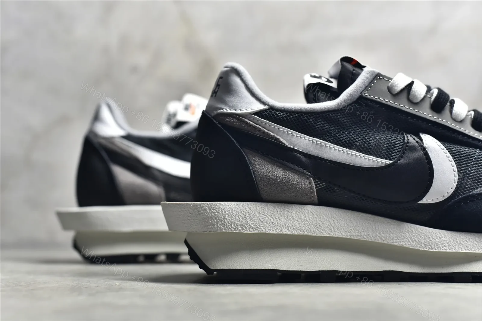 View 5 of Sacai × Nike Waffle Black and White Reps
