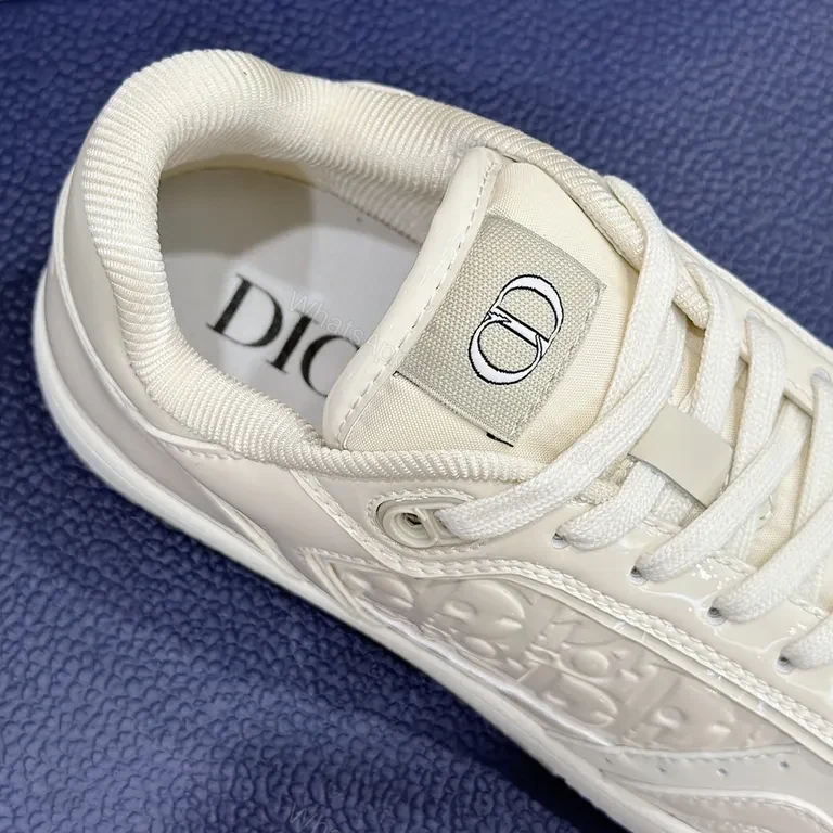View 5 of Chic Vault White Leather Sneaker - Dior-Inspired Monogram Texture
