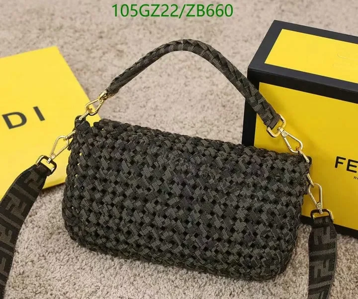 View 8 of Fendi Lookalike Baguette Bag in Coffee Fabric Interlace LZ69295