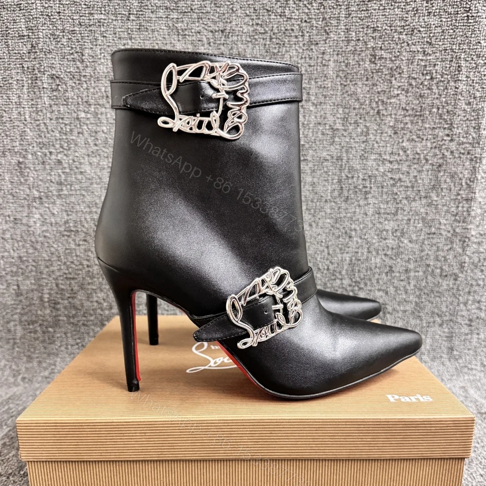 View 2 of CHRISTIAN LOUBOUTIN GIDDYLINA 100 LEATHER ANKLE BOOTS BLACK P00992472