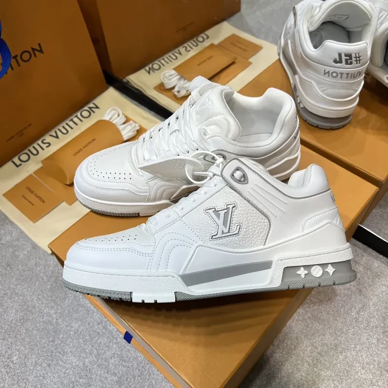 View 2 of Minimalist White Luxury Training Sneaker with LV Craft