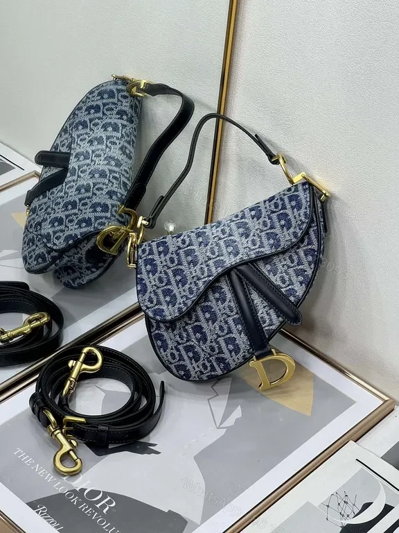 View 5 of Chic Denim Saddle Bag - Luxe Gold Hardware, Everyday Distinction