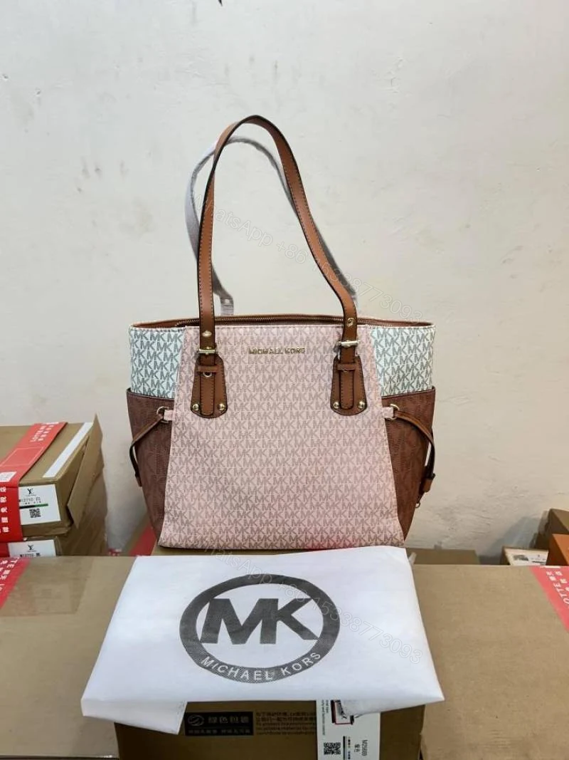 First Copy Michael Kors Ladies Signature Tote Bag Brown Premium Handbag — view 1