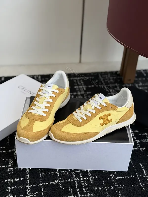 Warm Honey-Tone Suede Leather Sneakers with Lightweight Cushioned Sole — view 1