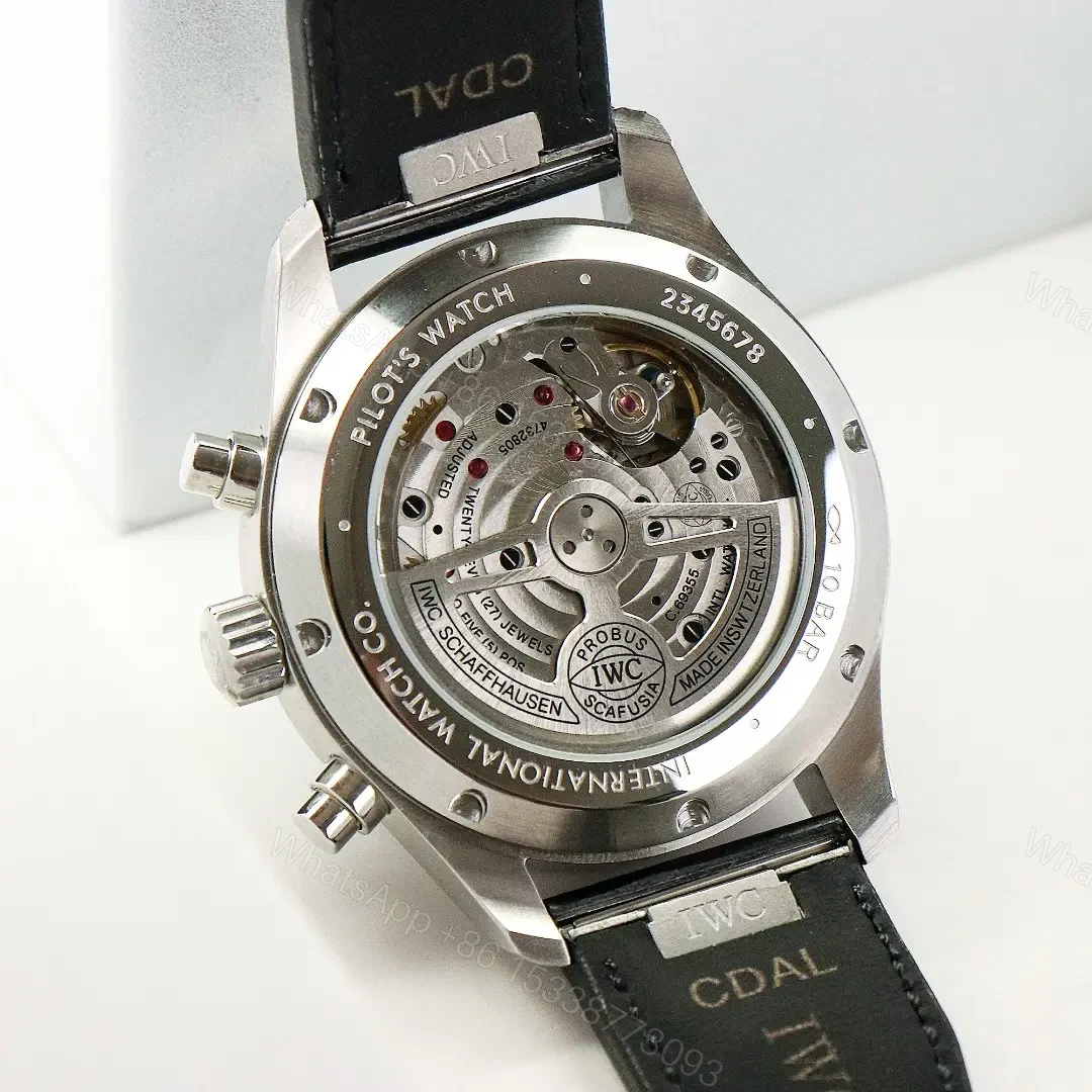 View 7 of IWC Black Pilot Chronograph Black Dial Leather Strap Ultimate 43MM IW3780031