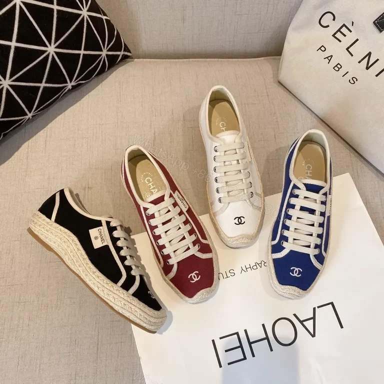 View 9 of Burgundy Chanel-Inspired Espadrille-Low Sneakers, Luxe Casual