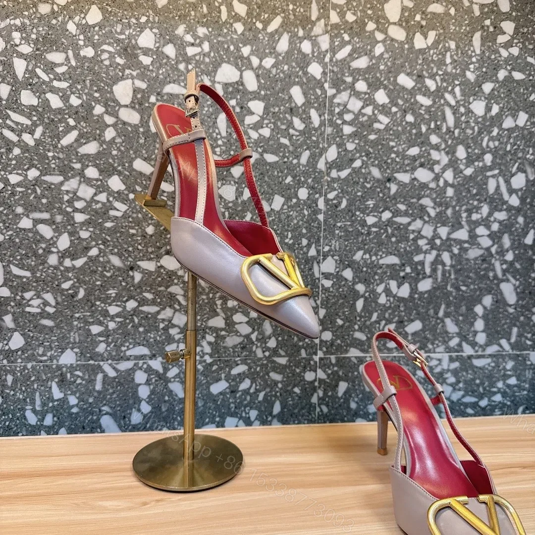 View 3 of Valentino Women Beige Leather Pointed Pumps