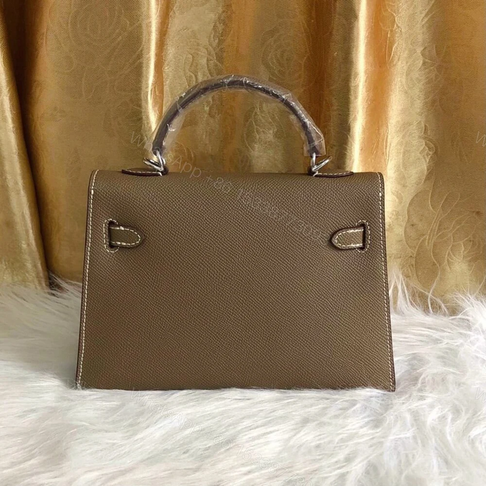 View 7 of Hermes Kelly Mini Epsom Handbag Etoupe 22Cm