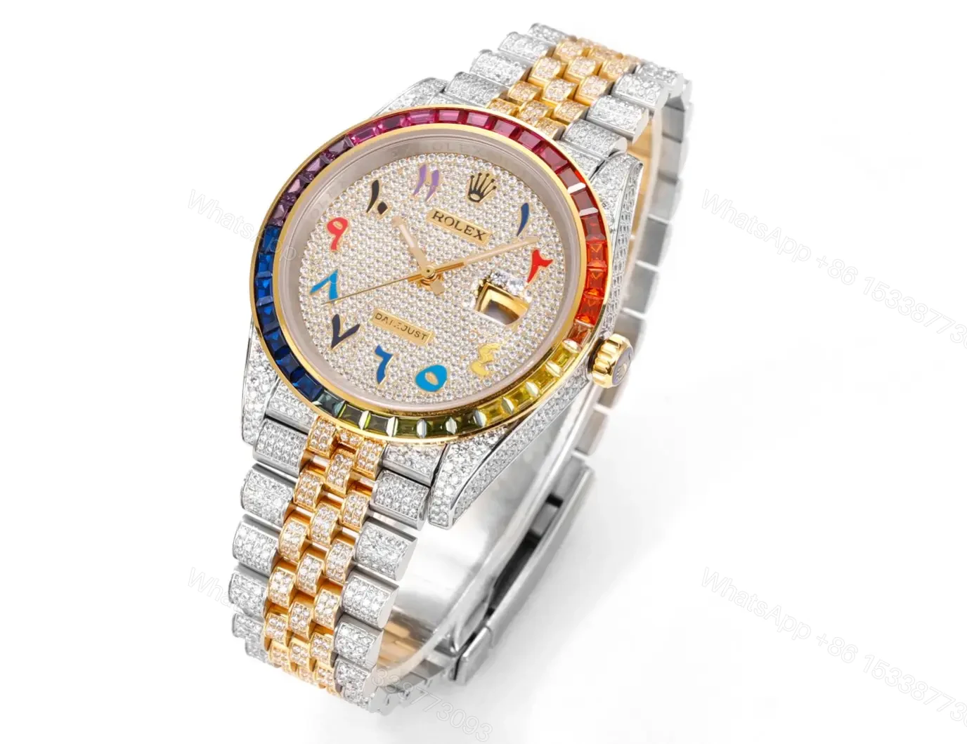 View 2 of Best Rolex Datejust Rainbow Arabic replica 41MM Two-Tone Jubilee Bracelet Edition RG-DATEJUST41-RAINBOW-ARABIC-TT-JUBILEE