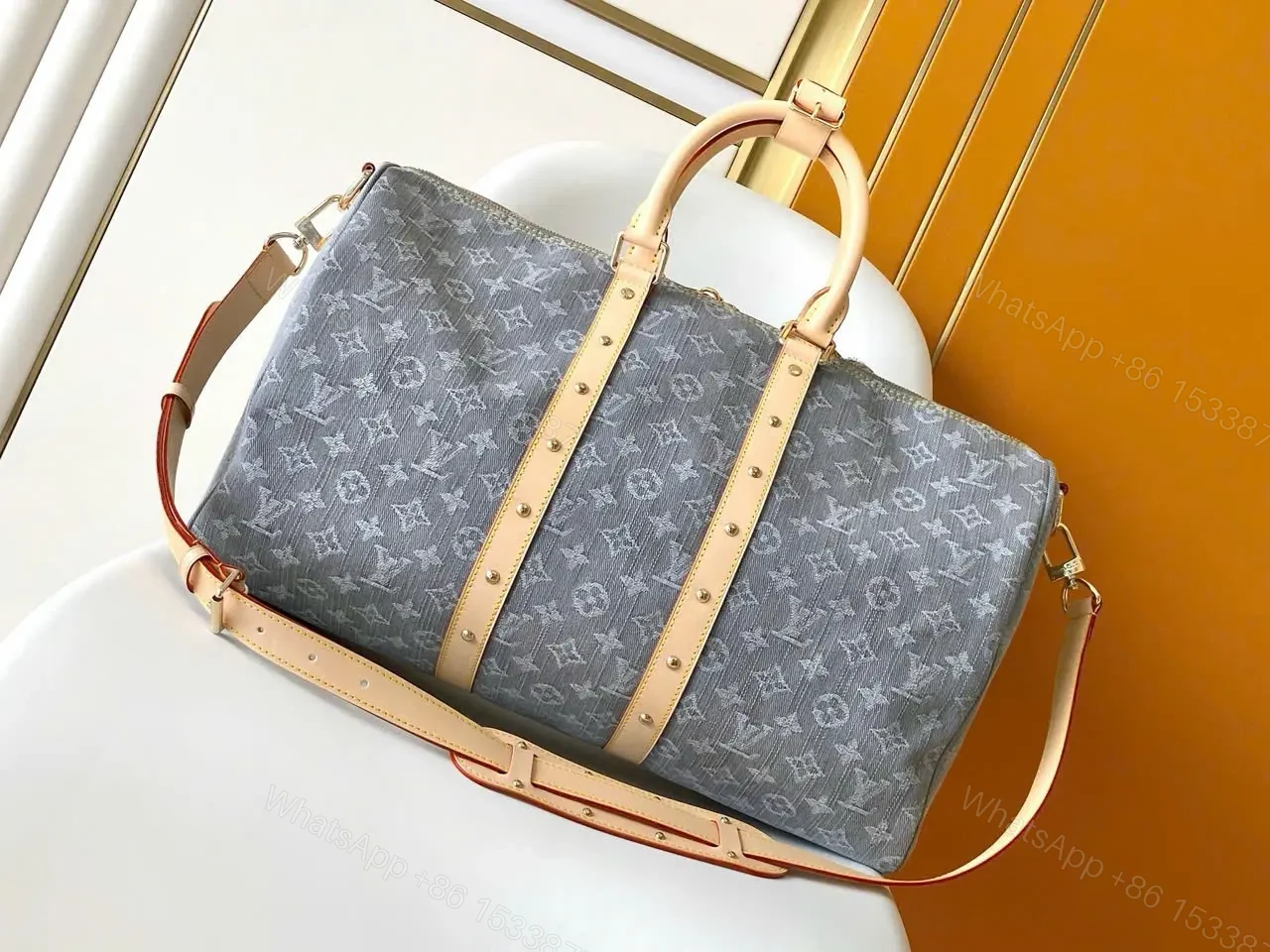 View 8 of Louis Vuitton LV Keepall Denim bandouliere 55 Grey