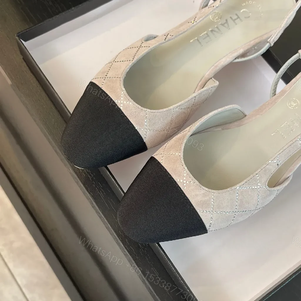 View 6 of Quilted Slingback Flats with Cap Toe, Luxe Casual Style