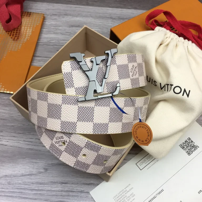 View 7 of Louis Vuitton Damier Belt: Signature Checker, Matte Buckle, Luxury Comfort