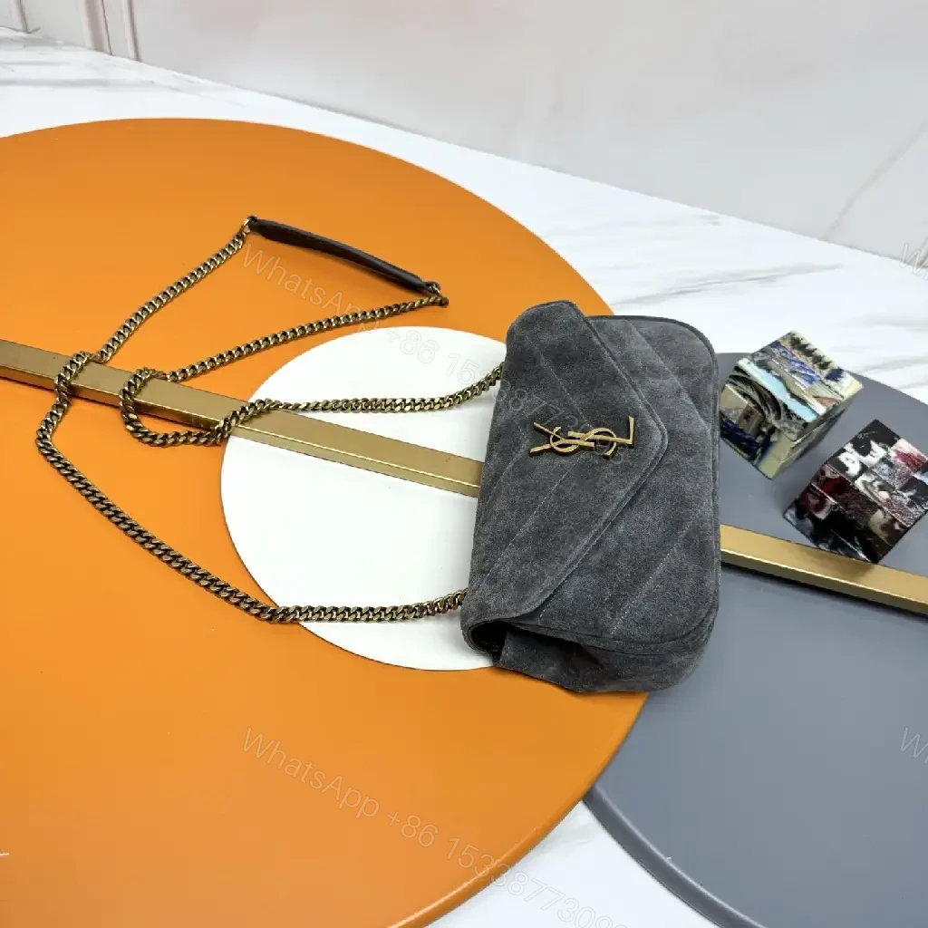 View 4 of Velvet Shoulder Bag: Gold Logo, Chain Strap, chic style