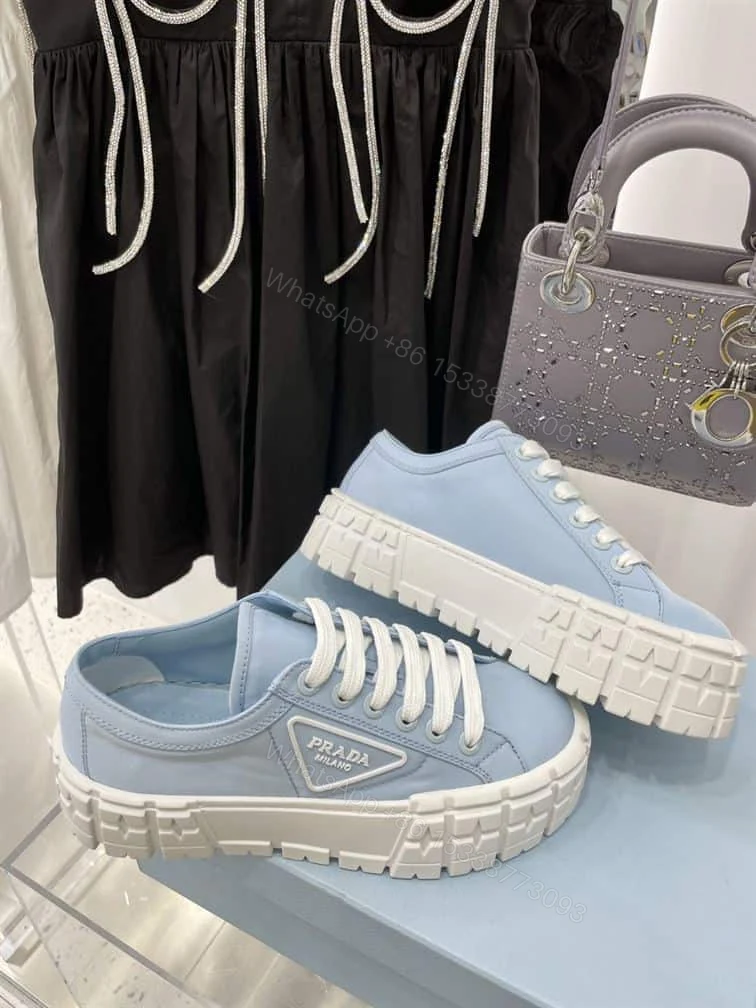 View 6 of PRADA DOUBLE WHEEL RE-NYLON GABARDINE SNEAKERS LIGHT BLUE – PRD085