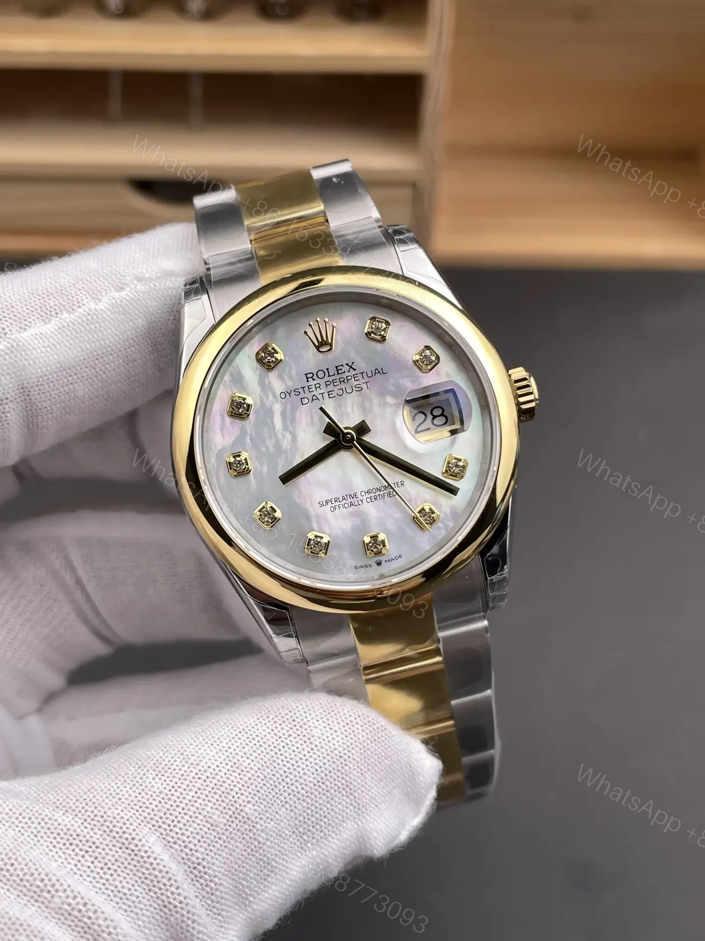 View 2 of Rolex Datejust 31 Rolesor Yellow Domed Oyster MOP 178243-0001