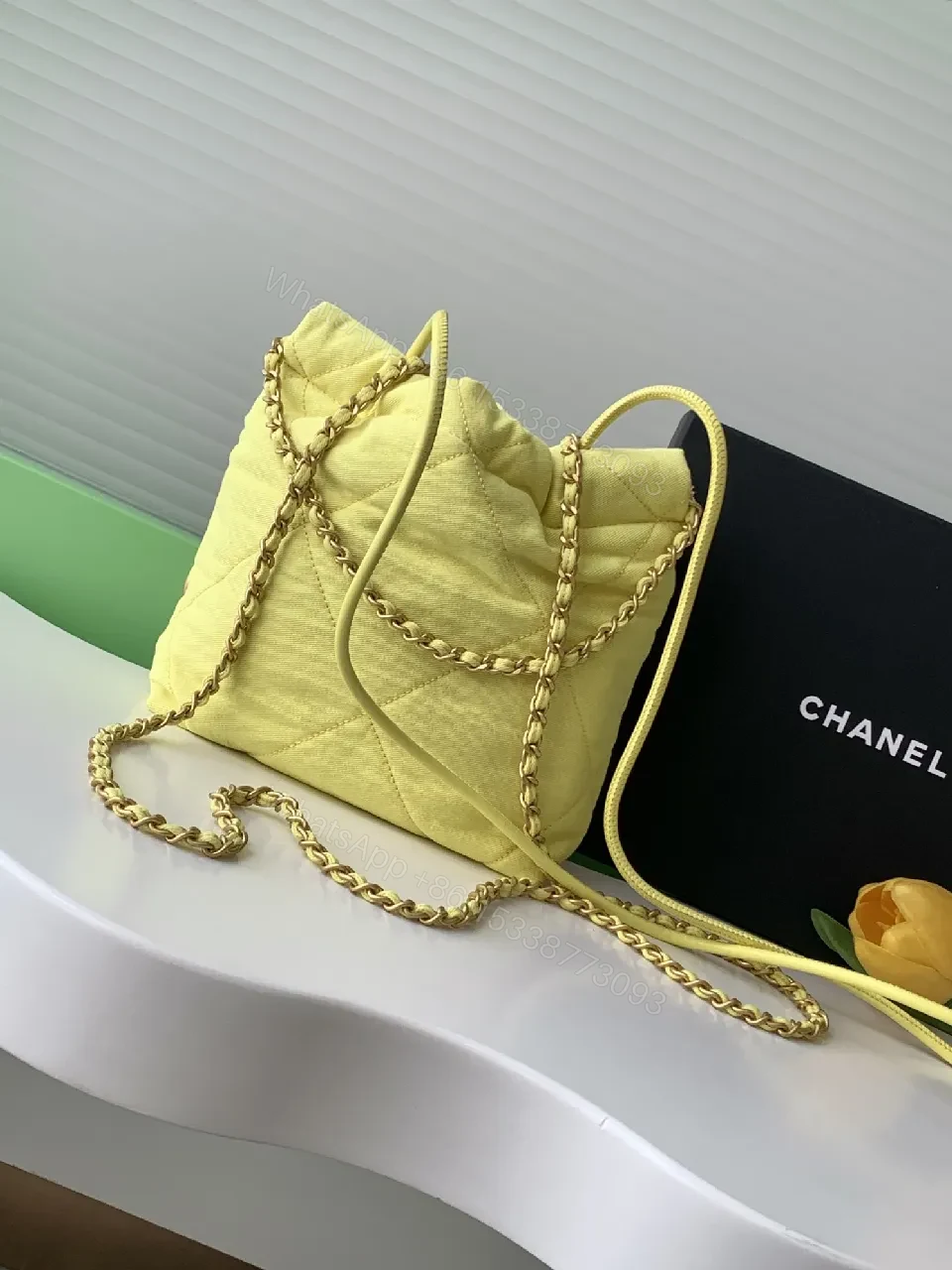 View 6 of Lemon Yellow Quilted Puff Bag: Luxe Crossbody Shine