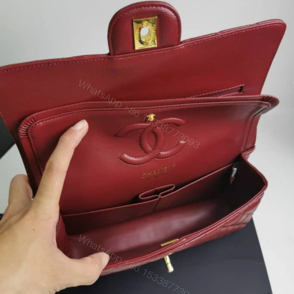 View 4 of Chanel Medium Classic Double Flap Burgundy Gold Hardware 25Cm