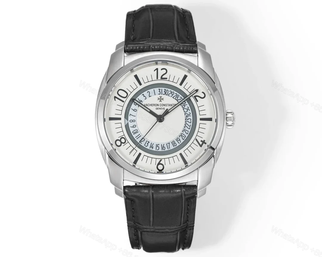 Vacheron Constantin Quai de l’Ile Replica 41MM Premium Silver Dial Black Leather Strap Edition VC-QDI-SLV-BLK-LTH-41 — view 1