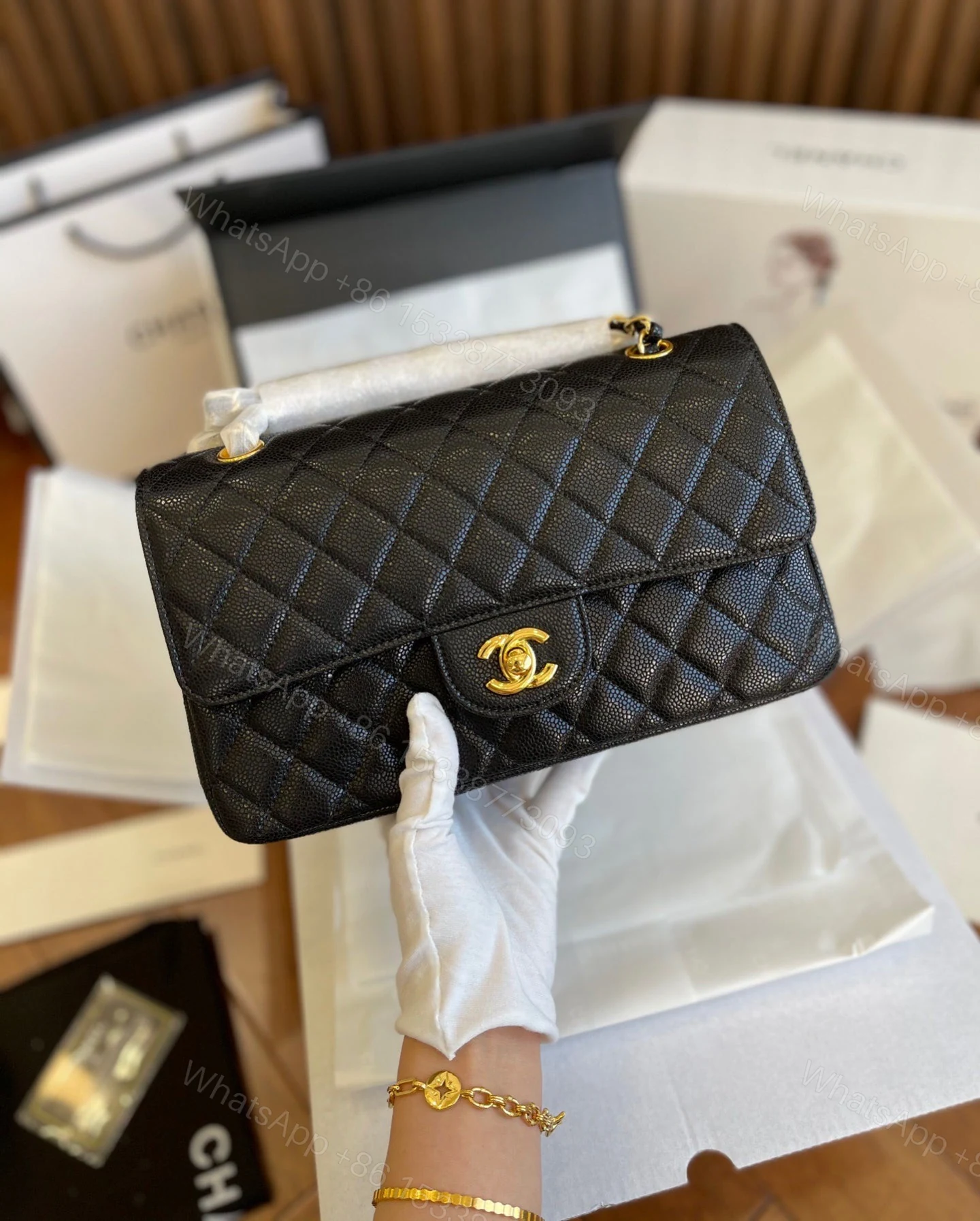 View 3 of CHANEL CLASSIC FLAP QUILTED BLACK BAG PURSE