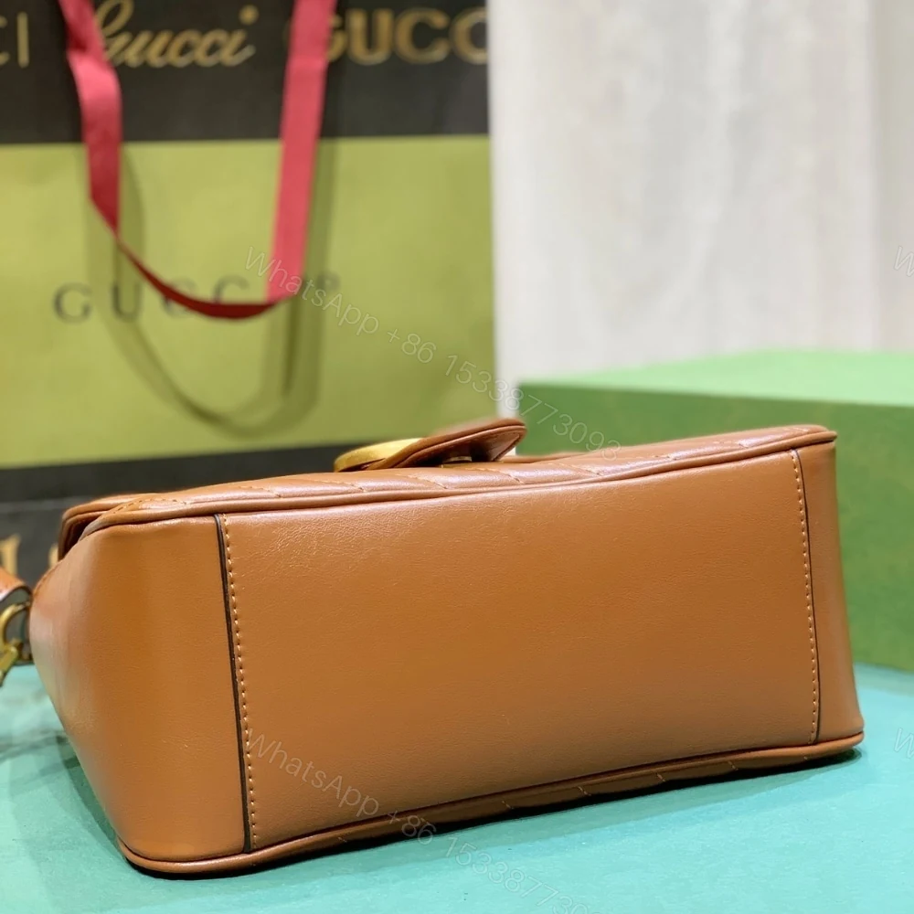View 5 of Gucci GG Marmont Mini Top Handle Bag Brown 20Cm