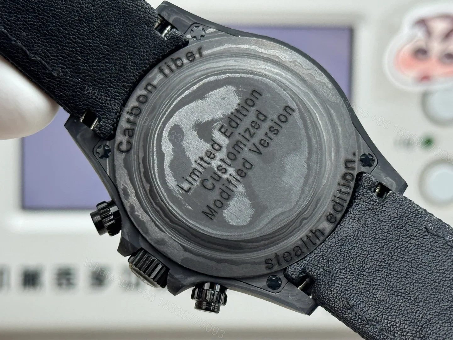 View 8 of Rolex Daytona Carbon Fiber Graffiti Replica 40MM Premium Black Fabric Strap R74-GRAFFITI