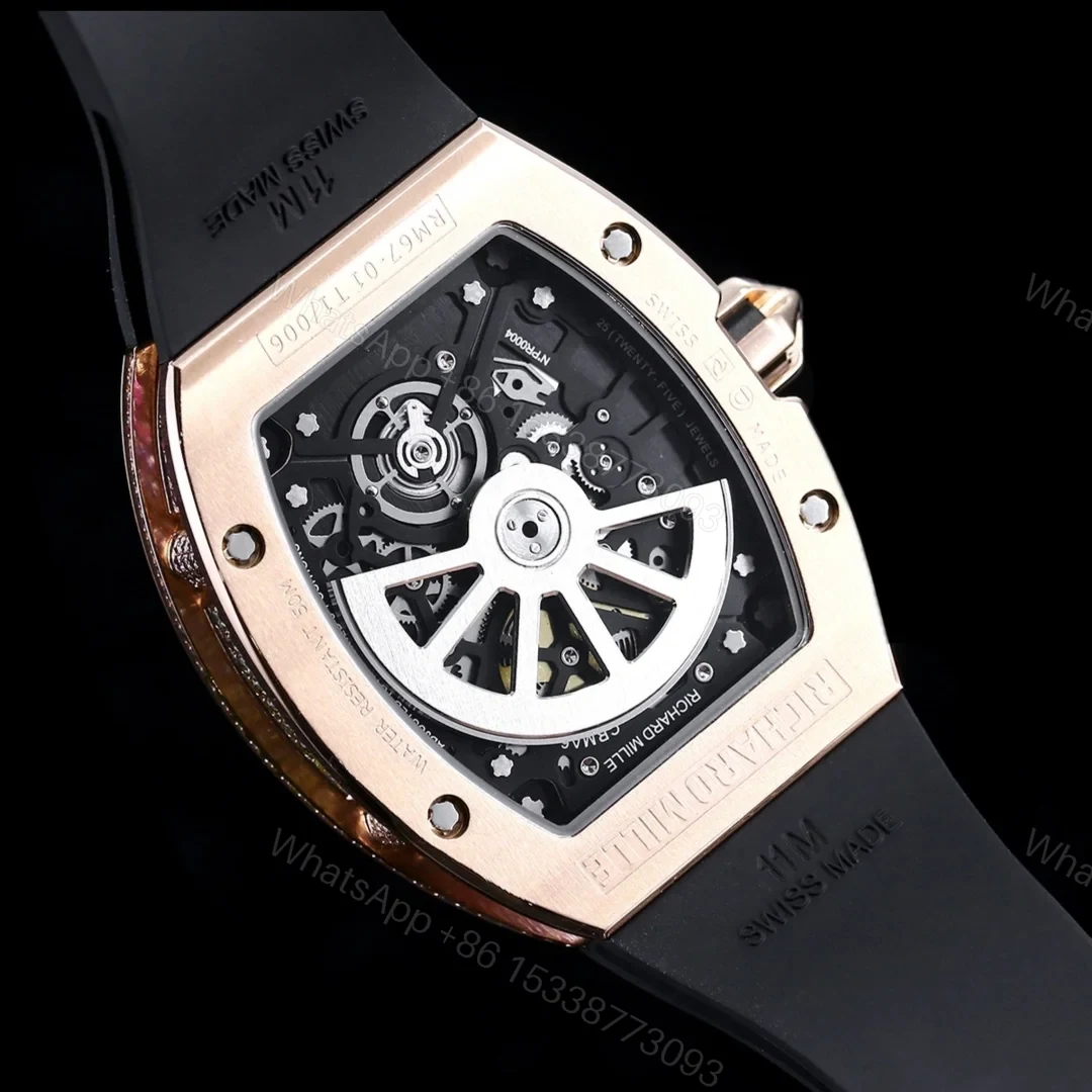 View 8 of Richard Mille RM67-01 Automatic Ultra Thin Skeleton Watch 38/48MM Barrel Case Digital Hour Markers Premium Edition RM-RM67-01-ULTRA-SKL-38