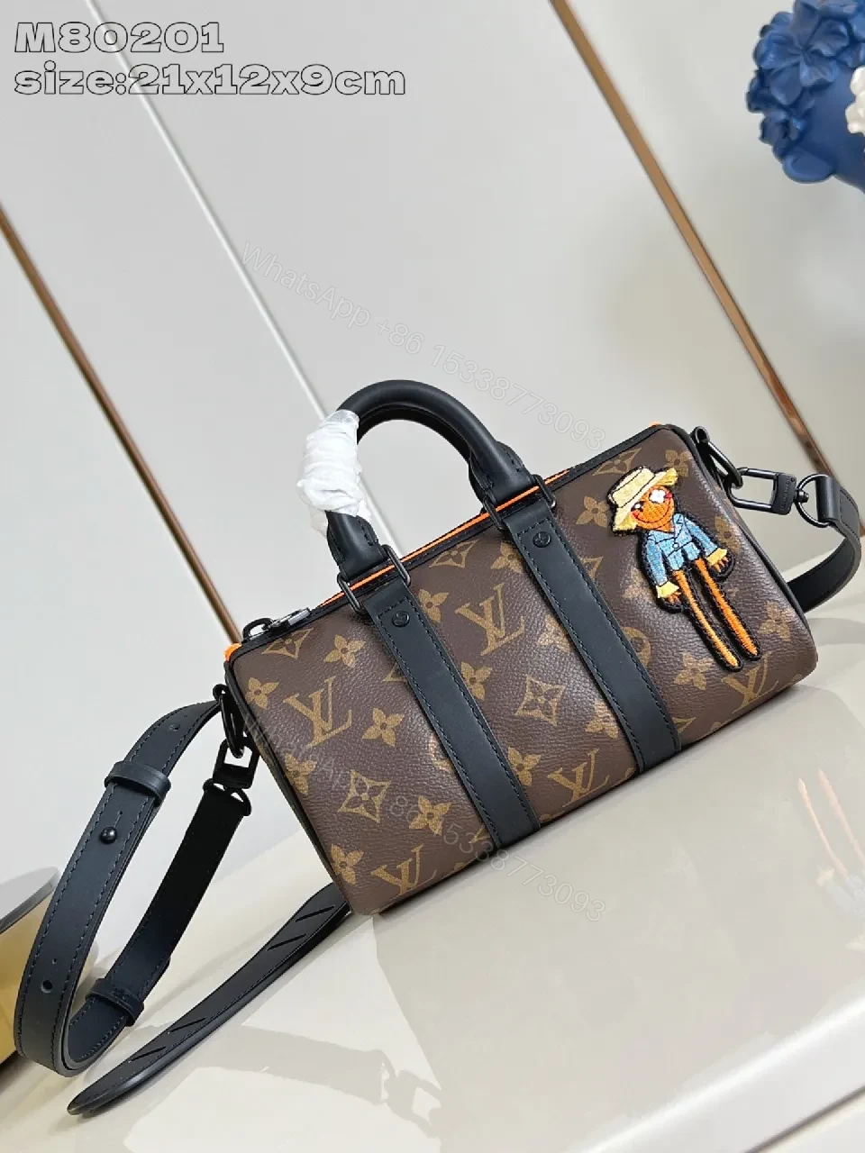Brown Monogram Handbag with Playful Patch – Luxe Everyday Carrier — view 1