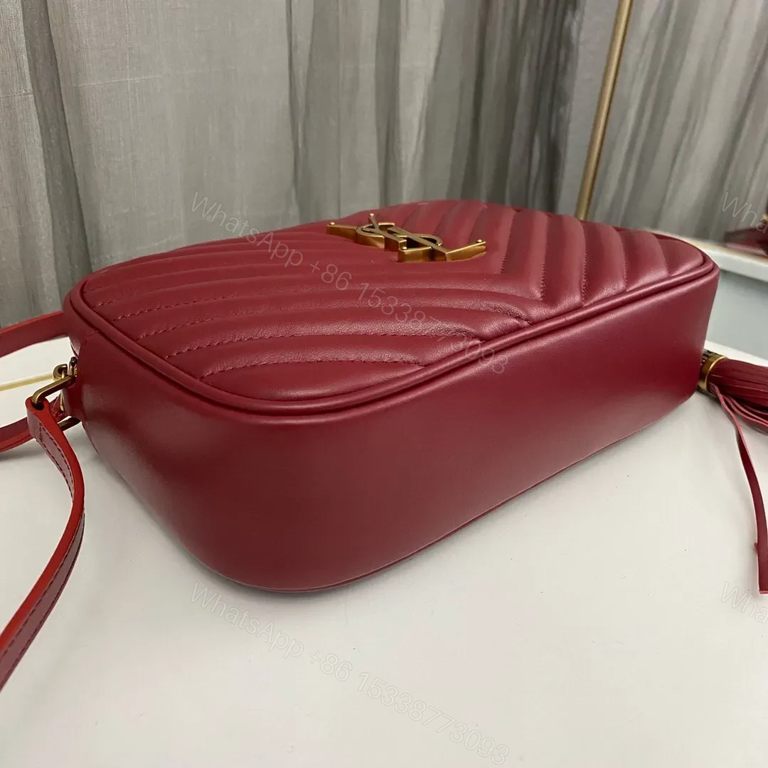 View 6 of Saint Laurent Lou Medium YSL Camera Bag with Pocket and Tassel in Quilted Leather